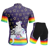 cheap Men&#039;s Clothing Sets-Men&#039;s Cycling Jersey with Shorts Short Sleeve Mountain Bike MTB Road Bike Cycling Dark Purple Blue Purple Graphic Animal Rainbow Bike Clothing Suit 3D Pad Breathable Quick Dry Back Pocket Polyester