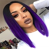 economico Parrucche da festa-parrucca verde menta parrucca corta liscia bob parrucche ombré parrucche per donne e ragazze resistenti al calore parrucca sintetica colorata per feste cosplay 14 pollici parrucca di carnevale