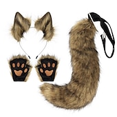 cheap Hair Styling Accessories-Fox Tail Clip Cat Ears Wolf Paws Gloves Cosplay Costume Carnival Fancy Party Costume Accessories