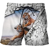economico Animali &amp; Uccelli-Per uomo Tigre Alfabetico Costume nuoto a pantaloncino Boxer da surf Pantaloncini da mare Vita normale Hawaiano Boho Esterno Per eventi Per uscire Tasche A cordoncino Vita elastica progettista