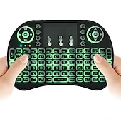cheap Keyboards-Mini Wireless Keyboard with Multi-touch Touchpad 7 Colors Backlight Wireless Touchable Remote Control for Smart TV Box Desktop Touchpad PC