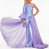 cheap Flower Girl Dresses-Jumpsuits Floor Length Flower Girl Dress Sequin Pageant &amp; Performance Rainbow Unicorn Juniors Cute Prom Dress Organza with Paillette Sparkle &amp; Shine Rainbow Fit 3-16 Years dress to impress
