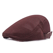 tanie Czapki męskie-Męskie Kaszkiet Czarny Biały Poliester Siateczka Moda miejska Elegancki Moda z lat dwudziestych Na zewnątrz Codzienny Wyjściowe Równina Filtr przeciwsłoneczny