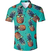 preiswerte Essen &amp; Getränke-Herren Frucht Ananas Hemd Hawaiihemd Sommerhemd Aloha-Shirt Kurze Ärmel Hemd Umlegekragen Tropisch Hawaiianisch Designer Outdoor Strasse Casual Grün / Schwarz Weiß Rosa 3D-Druck S M L