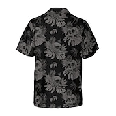 voordelige Tropische planten-Voor heren Doodskoppen Bladeren Tropische planten Overhemd Hawaiiaans overhemd Aloha-shirt Korte mouw Overhemd Strijkijzer Tropisch Modieus Hawaii Casual Hawaii Feestdagen Zwart Paars Bruin S M L