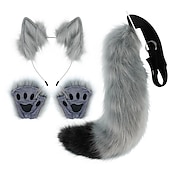 cheap Hair Styling Accessories-Fox Tail Clip Cat Ears Wolf Paws Gloves Cosplay Costume Carnival Fancy Party Costume Accessories