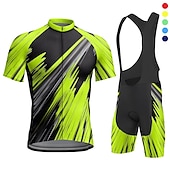 economico Set di abbigliamento da uomo-Per uomo Maglia con salopette corta da ciclismo Manica corta Ciclismo da montagna Cicismo su strada Giallo Rosso Blu Geometrico Bicicletta Completo tuta Pad 3D Traspirante Asciugatura rapida Tasca