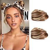 economico Chignon-2pcs mini artiglio finto spazio capelli chignon clip in chignon disordinato capelli sintetici chignon ciambella estensioni chignon parrucca accessorio coda di cavallo pezzi di capelli updo per donne