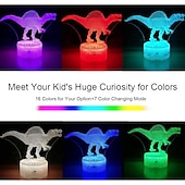economico Luci notturne 3D-Lampada da illusione di dinosauro 3d a luce notturna Lampada da arredamento a 16 colori con telecomando per il bar della camera da letto da salotto I migliori giocattoli regalo per ragazze dei ragazzi