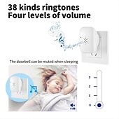 abordables Systèmes de sonnettes-Sonnette sans fil auto-alimentée étanche pas de batterie nécessaire 38 sonneries plug-in ding dong sonnette de porte volume élevé cloche d&#039;allaitement