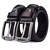 preiswerte Herren-Gürtel-Herren Ledergürtel Klassischer Jeansgürtel Schwarz Kaffee Dermis Retro Traditionell Glatt Freizeitskleidung Ausgehen Wochenende