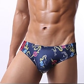 olcso Férfi alsónemű és zokni-Férfi 3 csomag Bugyik Spandex Mosható Kényelmes Nyomtatott Alacsony derekú Fehér+Sárga Kék piros