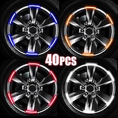 abordables Bandes de Décoration-40 pièces moyeu de roue de voiture bande réfléchissante autocollant roue de moto de voiture autocollant d&#039;avertissement réfléchissant fort jante de pneu autocollants réfléchissants accessoires de