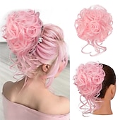 abordables Chignons-chignon désordonné morceau de cheveux chouchou ébouriffé extensions de cheveux chignon chignon bouclé ondulé queue de cheval synthétique chignon pour femmes filles