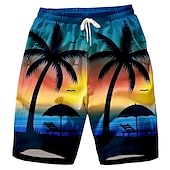 economico Piante e Fiori Tropicali-Per uomo Piante Stampa Paesaggio Pantaloncini da mare Pantaloncini da Surf Costume nuoto a pantaloncino Misura del girovita medio Hawaiano Casual Pantaloncini Ferie Rete Coulisse con fodera in rete