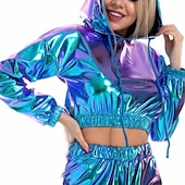 billiga poledancekläder-Danskostymer Exotiska danskläder Pole dance Topp Ren Färg Tvinning Dam Prestanda Träning Långärmad Polyester