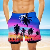 economico Piante e Fiori Tropicali-Per uomo Piante Stampa Paesaggio Pantaloncini da mare Pantaloncini da Surf Costume nuoto a pantaloncino Misura del girovita medio Hawaiano Casual Pantaloncini Ferie Rete Coulisse con fodera in rete