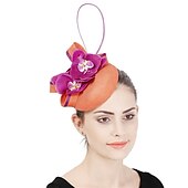 cheap Fascinators-Fascinators Sinamay Wedding Tea Party Kentucky Derby Horse Race Ladies Day Vintage Fashion Handmade With Floral Headpiece Headwear