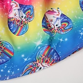 preiswerte 3D Einhorn Kleid-kinderkleidung Mädchen Kleid Karikatur Regenbogen Einhorn Kurzarm Leistung Casual Kostüm Süß Baumwolle Übers Knie Casual kleid A Linie Kleid Sommer Frühling 3-8 Jahre Blau
