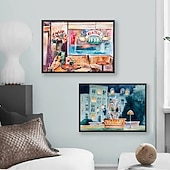 abordables Hasta 30 $-2 piezas estaré allí para ti arte de la pared pintura acuarela central perk poster 90s classic american tv show impresiones arte de la pared impresiones en lienzo dormitorio decoración del hogar sin