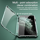 お買い得  iPhone用ケース-iPhone 16 15 14 13 12 11 Pro Max Plus 用マグネット強化ガラスケース - 両面金属フレーム、フルボディレンズプロテクター、ショックプロof透明カバー