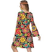 cheap Dresses-Hippie Retro Vintage 1970s Disco Dress Women&#039;s Costume Vintage Cosplay Party &amp; Evening Long Sleeve Dress Masquerade