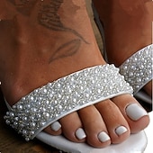 economico sposa-Per donna scarpe da sposa Stiletto Scarpe Bling Bling Scarpe da sposa Quadrato Occhio di pernice Vintage Similpelle Bianco Avorio