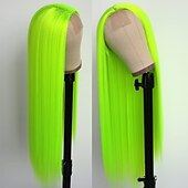 abordables Pelucas de fiesta-Pelucas verdes peluca sintética larga recta verde irlandés resistente al calor sin frente de encaje con cabello de bebé peluca sin pegamento para fiesta de San Patricio cosplay para mujeres de moda