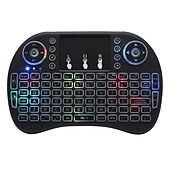 cheap Keyboards-Mini Wireless Keyboard with Multi-touch Touchpad 7 Colors Backlight Wireless Touchable Remote Control for Smart TV Box Desktop Touchpad PC