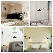 cheap Indoor Wall Lights-Simple Style Swing Wall Lamp with Dome Lampshade 1-2 Light Black Wall Lamp Suitable for Corridor Entrance Bedroom Dining Room E26/E27 Bulb