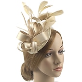levne Fascinátoři-Čelenky Fascinátory Klobouky  Polyamidový klobouk Fedora Klobouk s plochým vrškem Podzimní svatba Městská párty  Večerní dovolená Čajová párty Dostih Vintage Elegantní s peřím Appliques Hlava