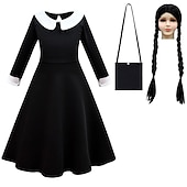 olcso Klasszikus horror-Szerda Addams Addams család szerda Ruhák Szerepjáték Parókák táska Klasszikus és időtálló Filmsztár jelmez for Lány Gyermek Tini