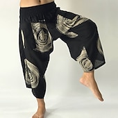 olcso Retro-Férfi Nadrág Nyári nadrág Strand nadrág Hárem nadrág Rugalmas derék Buggyos Drop Crotch Színes Mokaszinok Légáteresztő Szabadtéri Napi Utcai öltözék Stílusos Alkalmi Fekete / Fehér Fehér / Fekete