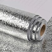cheap Wallpaper-1pc Kitchen Backsplash Wallpaper, Peel And Stick, Aluminum Foil Contact Paper, Self-Adhesive Oil-Proof Heat Resistant Wall Sticker, For Countertop, Drawer Liner, Shelf Liner