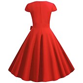 cheap Historical &amp; Vintage Costumes-Retro Vintage 1950s Vacation Dress Flapper Dress Swing Dress Christmas Party Dress Audrey Hepburn Women's Cosplay Costume Masquerade Casual Daily Dress Attire Christmas Party