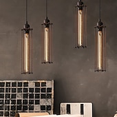 economico Luci Isola cucina-lampada a sospensione a led lungo 17,5 &quot;gabbia tubolare gabbia nera o in ottone edison ciondolo barra sospesa - lampada da soffitto a filo nero illuminazione industriale