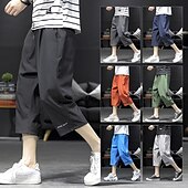 baratos Calções Estilo Casual-Homens Shorts ativos Calção Shorts casuais Calças Capri Bolsos Com Cordão Cintura elástica Tecido Conforto Comprimento da panturrilha Ao ar livre Diário Feriado Misto de Algodão Roupa de rua à moda