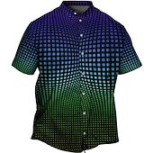 cheap Men&#039;s Plus Size Shirts-Men&#039;s Plus Size Shirt Big and Tall Optical Illusion Turndown Buttons Short Sleeve Spring &amp; Summer Tropical Fashion Outdoor Vacation Tops