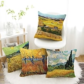 abordables Coussins, inserts et housses-van gogh double côté taie d&#039;oreiller 4 pc doux décoratif carré taie d&#039;oreiller taie d&#039;oreiller pour chambre salon canapé canapé chaise lavable en machine