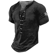 abordables Camisetas vintage-Hombre Henley Shirt Tee Graphic Número Henley Ropa Impresión 3D Diario Deportes Manga Corta Acordonado Estampado Moda Elegante Vintage Casual