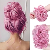cheap Ponytails-Messy Buns Hairpiece Hair Scrunchies Full Thick Updo Hair Piece With Elastic Rubber Band Hair Bun Extension Curly Wavy Synthetic Donut Hair Chignons For Women Girls