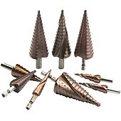 economico set di punte da trapano-3pcs m35 punta per trapano in cobalto 4-12 / 4-20 / 4-32mm scanalatura a spirale esagonale hss-co punta per trapano in metallo cono in acciaio ad alta velocità taglierina per acciaio inossidabile