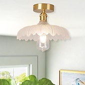 tanie Lampy sufitowe-lampa sufitowa półpłaska jasna miedź 20cm szklany klosz lampa sufitowa oprawa oświetleniowa oświetlenie 110-240v
