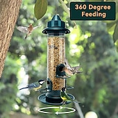 cheap Backyard Birding &amp; Wildlife-Bird Feeders for Outdoors Hanging  Squirrel Proof Bird Feeders for Outdoors Large Tube Bird Feeder with 4 Feeding Ports Bird Seed Feeder with Hook and Food Tray Attract Multiple Birds