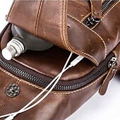 cheap Men&#039;s Bags-Men&#039;s Sling Shoulder Bag Chest Bag Cowhide Outdoor Daily Zipper Waterproof Solid Color Black Grey Black Yellow