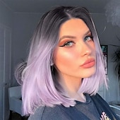 economico Parrucche da festa-parrucca verde menta parrucca corta liscia bob parrucche ombré parrucche per donne e ragazze resistenti al calore parrucca sintetica colorata per feste cosplay 14 pollici parrucca di carnevale