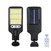 abordables Lampadaires-2 pack lampadaires solaires capteur de mouvement extérieur led appliques murales projecteurs télécommande solaire lampadaire étanche à induction lampe de jardin applique de jardin lampe de jardin