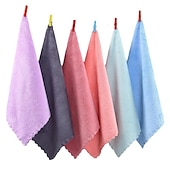 cheap Dish Towel-Coral Velvet Square Towel Kitchen Dishcloth Soft Absorbent Small Handkerchief Plain Color Saliva Towel Baby And Children Hand Towel