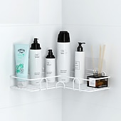 cheap Shower Caddy-Shower Caddy Bathroom Shelf with Hooks, Shower Caddy Rack, Bathroom Kitchen No Punching Triangle Storage Rack, Bathroom Accessories