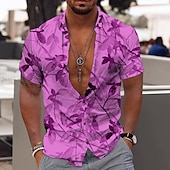 preiswerte Tropische Pflanzen-Herren Tropische Blumen Blätter Hemd Hawaiihemd Sommerhemd Aloha-Shirt Kurze Ärmel Hemd Umlegekragen Modisch Designer Brautkleider schlicht Outdoor Strasse Casual Weiß Gelb Rosa 3D-Druck S M L